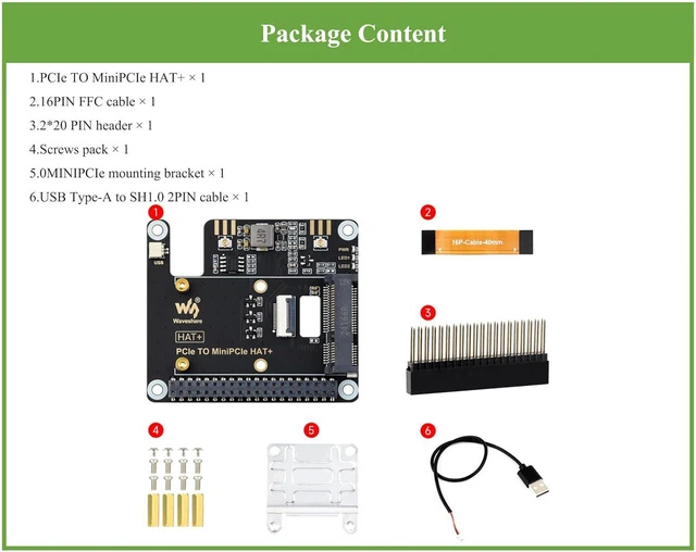 Alt view image 2 of 7 - PCIe to MiniPCIe Adapter Compatible with Raspberry Pi 5, Support Various MiniPCI