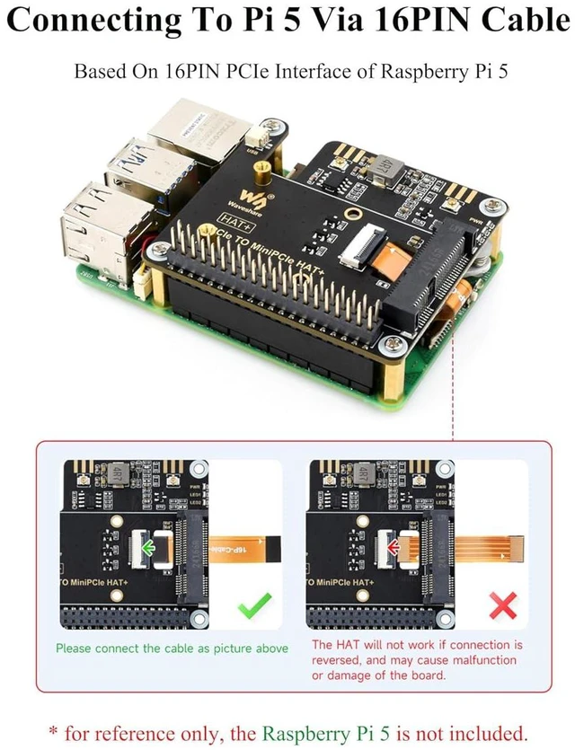 Alt view image 4 of 7 - PCIe to MiniPCIe Adapter Compatible with Raspberry Pi 5, Support Various MiniPCI