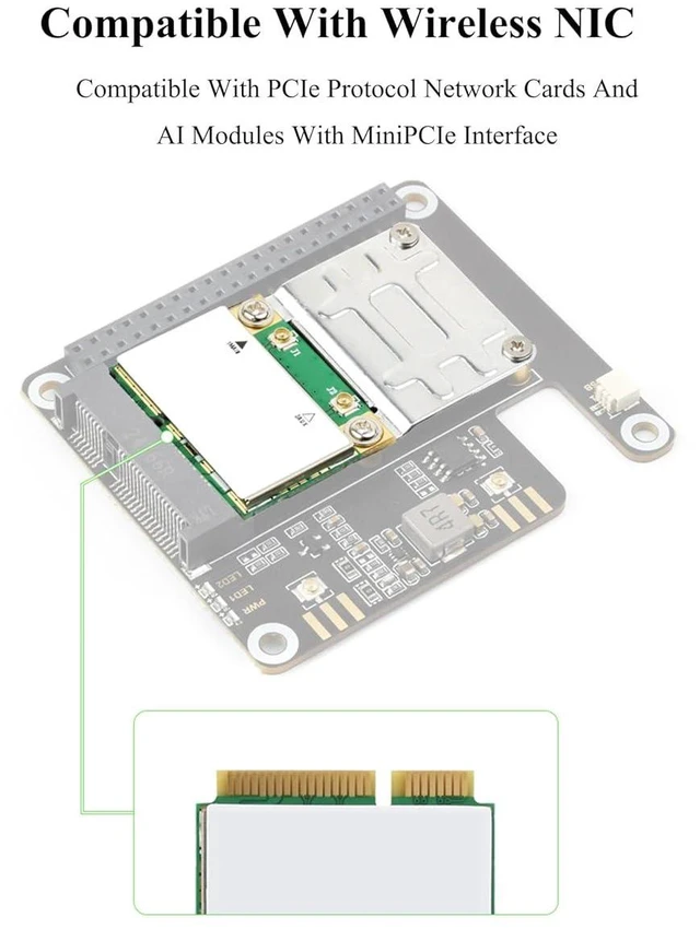 Alt view image 5 of 7 - PCIe to MiniPCIe Adapter Compatible with Raspberry Pi 5, Support Various MiniPCI
