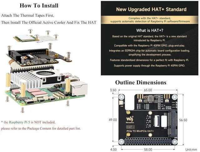 Alt view image 7 of 7 - PCIe to MiniPCIe Adapter Compatible with Raspberry Pi 5, Support Various MiniPCI