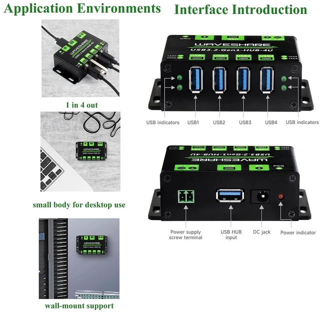 Alt view image 6 of 7 - 4-CH USB 3.2 Gen1 HUB, 4X Extended USB 3.2 Gen1 Ports, USB 3.2 Gen1 5Gbps Ultra-