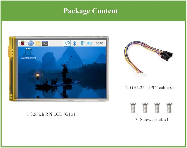 Alt view image 2 of 7 - 3.5inch Resistive Touch Display Compatible with Pi 5/4B/3B+/3B/Pico W/Pico 2W/ E