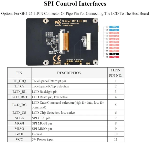 Alt view image 6 of 7 - 3.5inch Resistive Touch Display Compatible with Pi 5/4B/3B+/3B/Pico W/Pico 2W/ E