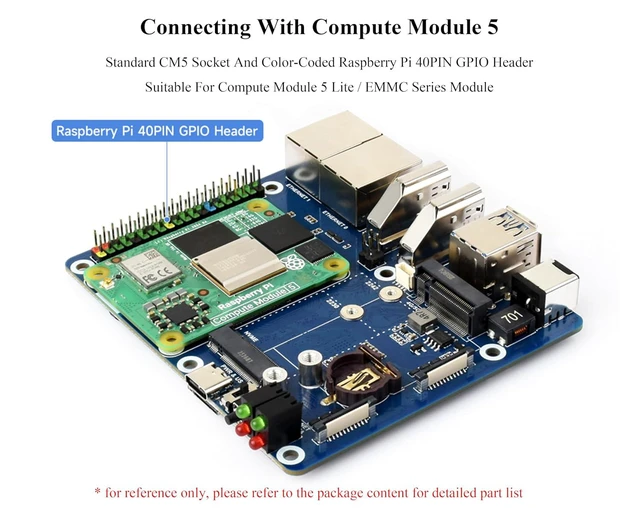 Alt view image 4 of 7 - Dual Ethernet Base Board Compatible with Raspberry Pi Compute Module 5, Supports
