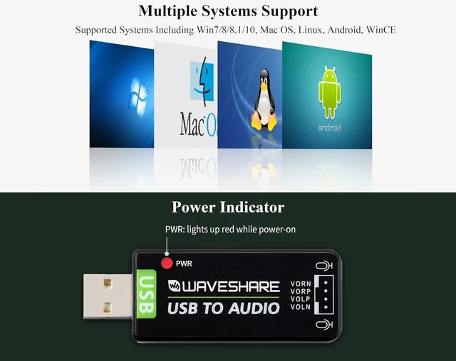 Alt view image 4 of 7 - USB to Audio Module USB Sound Card, External Audio Converter Compatible with Ras