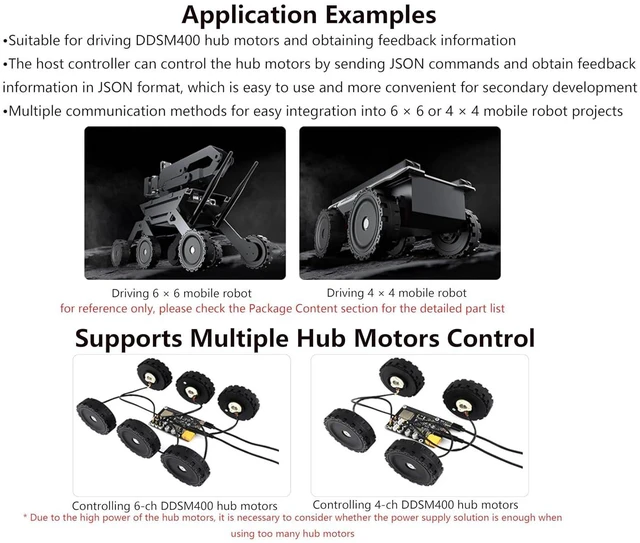 Alt view image 4 of 7 - DDSM400 Hub Motor Driver Board Direct Drive Servo Motor Driver Board, ESP32 and
