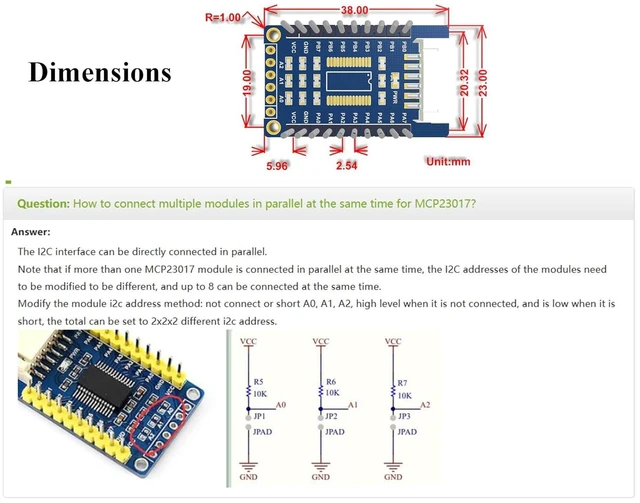 Alt view image 6 of 7 - MCP23017 IO Expansion Board Expands 16 I/O Pins, Support Use 8 Expansion Modules