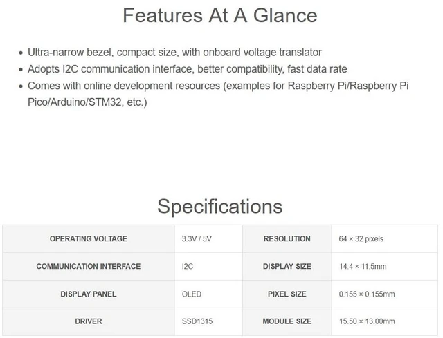 Alt view image 3 of 7 - 0.49inch OLED Display Module 64x32 Resolution I2C Communication Black/White Disp