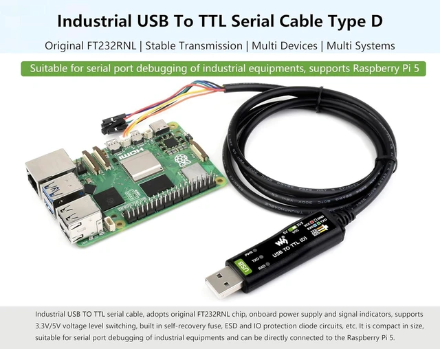Alt view image 3 of 7 - Industrial USB TO TTL Serial Cable, Original FT232RNL Chip, with Separated 4pin
