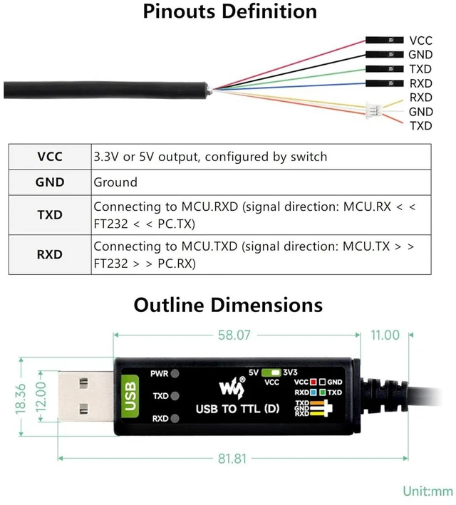 Alt view image 5 of 7 - Industrial USB TO TTL Serial Cable, Original FT232RNL Chip, with Separated 4pin