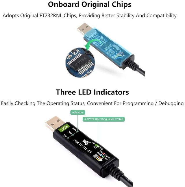 Alt view image 7 of 7 - Industrial USB TO TTL Serial Cable, Original FT232RNL Chip, with Separated 4pin