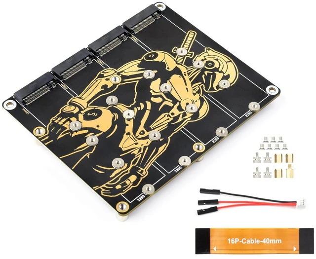 Main image of PCIe to 4 Channel M.2 Adapter Board, Compatible with Raspberry Pi 5, for NVMe Pr