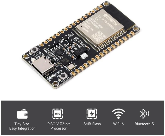 Alt view image 2 of 7 - ESP32-C6 Microcontroller WiFi 6 Development Board with Pre-soldered Pinheader, A