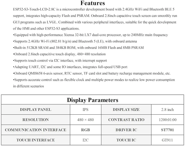 Alt view image 3 of 7 - ESP32-S3 2.8inch Capacitive Touch Round Display Development Board, 480×480 Resol