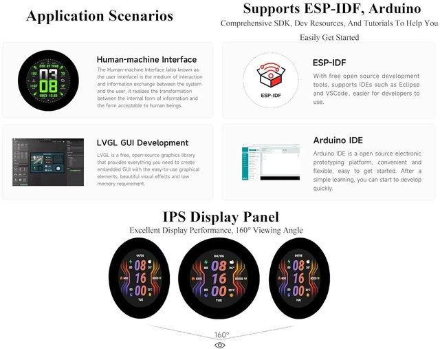 Alt view image 4 of 7 - ESP32-S3 2.8inch Capacitive Touch Round Display Development Board, 480×480 Resol