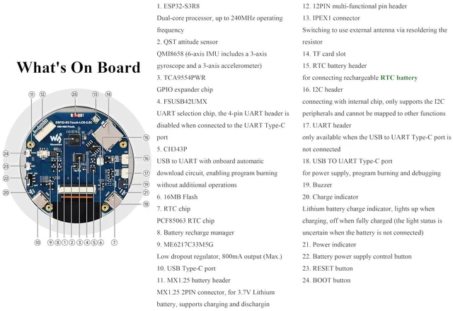 Alt view image 5 of 7 - ESP32-S3 2.8inch Capacitive Touch Round Display Development Board, 480×480 Resol