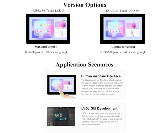 Alt view image 3 of 7 - ESP32-S3 5inch Capacitive Touch Display 800x480 Based on ESP32-S3 Microcontrolle