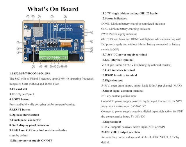 Alt view image 7 of 7 - ESP32-S3 5inch Capacitive Touch Display 800x480 Based on ESP32-S3 Microcontrolle