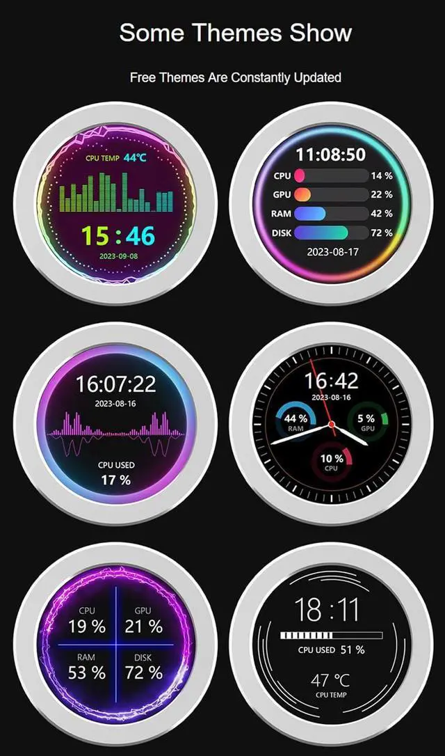 Alt view image 3 of 7 - 2.8inch USB Monitor 480×480 Pixel-Water Cooler Screen / PC Case Secondary Screen