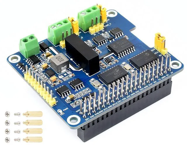 Main image of 2-CH CAN HAT+ 2-Channel Isolated CAN Bus Expansion HAT for Raspberry Pi 5/4B/3B+