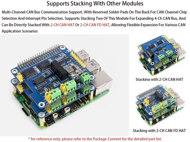 Alt view image 6 of 7 - 2-CH CAN HAT+ 2-Channel Isolated CAN Bus Expansion HAT for Raspberry Pi 5/4B/3B+