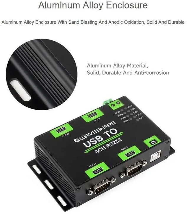 Alt view image 5 of 7 - Industrial Isolated USB to 4-Ch RS232 Converter USB to Serial Adapter with Origi