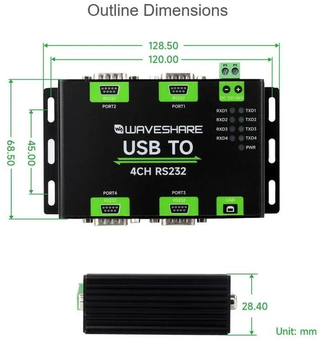 Alt view image 7 of 7 - Industrial Isolated USB to 4-Ch RS232 Converter USB to Serial Adapter with Origi