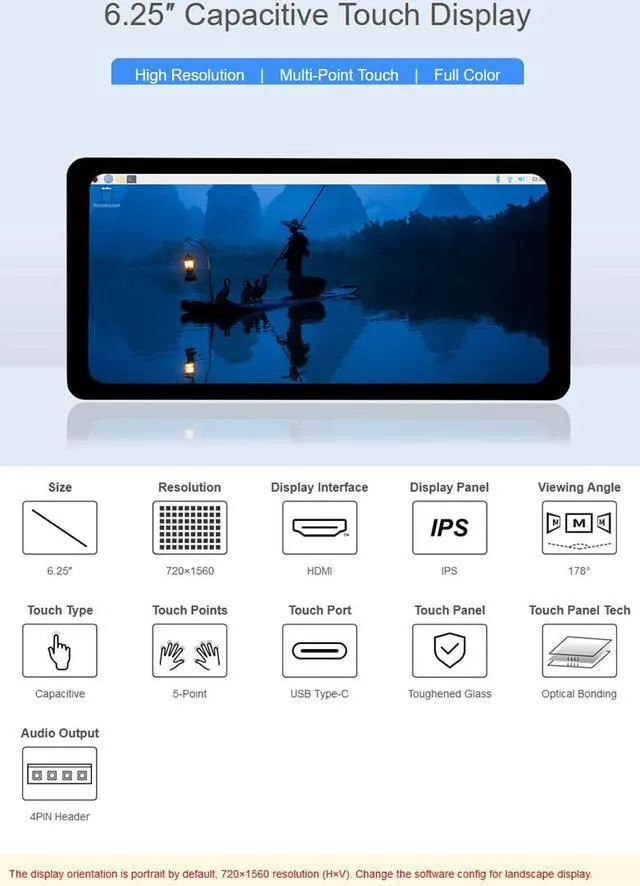Alt view image 2 of 7 - 6.25inch Capacitive Touch Display,5-Point Touch IPS Screen 720x1560 Optical Bond