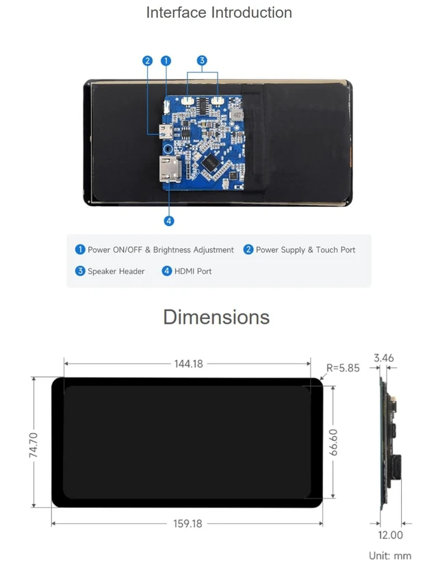 Alt view image 6 of 7 - 6.25inch Capacitive Touch Display,5-Point Touch IPS Screen 720x1560 Optical Bond