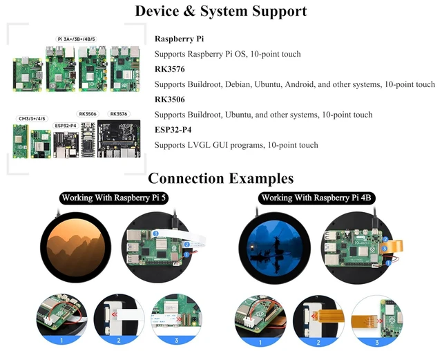 Alt view image 3 of 7 - 4inch DSI Round Capacitive Touch Display, 720 x 720 Resolution, IPS Display Pane
