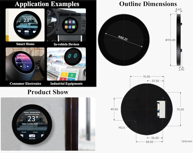 Alt view image 7 of 7 - 4inch DSI Round Capacitive Touch Display, 720 x 720 Resolution, IPS Display Pane