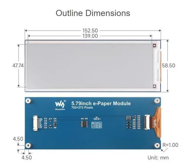 Alt view image 7 of 7 - 5.79inch e-Paper Display Module (B)with Driver Board E-ink Display 792x272 Pixel