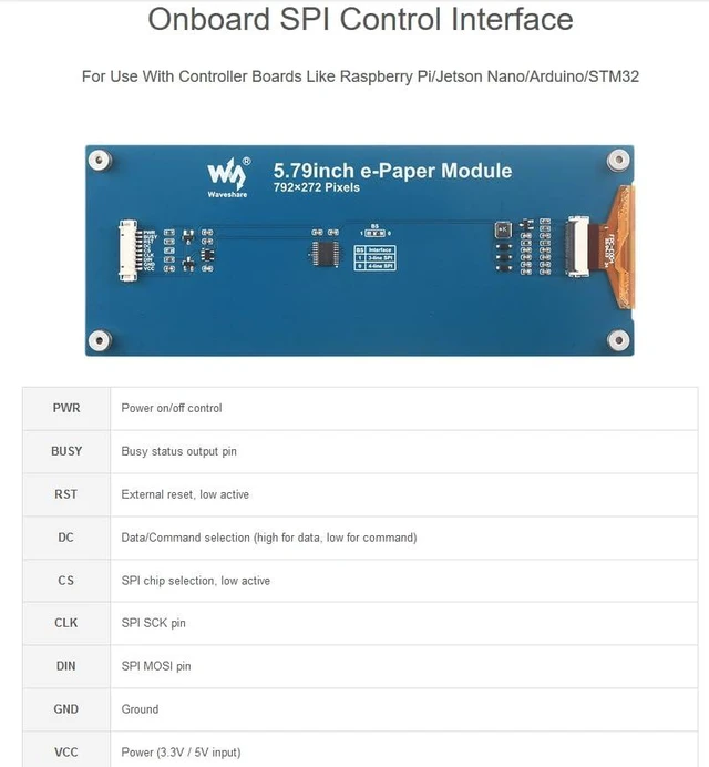 Alt view image 5 of 7 - 5.79inch e-Paper Display Module (B)with Driver Board E-ink Display 792x272 Pixel