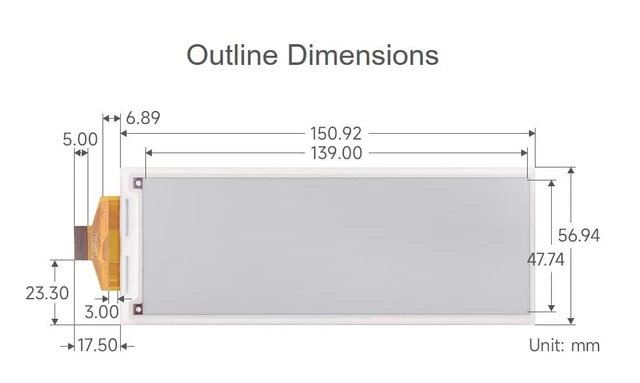 Alt view image 6 of 6 - 5.79inch e-Paper Raw Display Without Driver Board E-Ink Display 792x272 Pixel, R