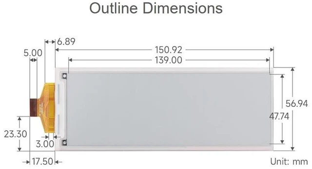 Alt view image 6 of 6 - 5.79inch E-Paper Raw Display Without Driver Board E-Ink Display 792x272 Pixels B