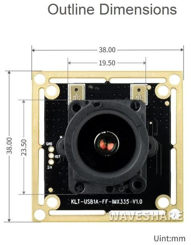 Alt view image 5 of 7 - IMX335 5MP USB Camera (A) Large Aperture 106° Field of View, 2K Video Recording,