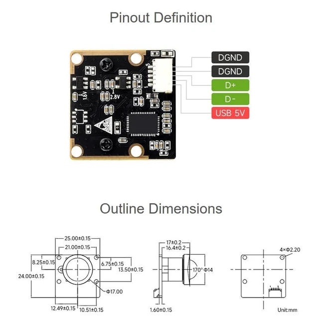 Alt view image 7 of 7 - IMX335 5MP USB Camera (B), 2K Video Recording Fixed-Focus, Better Sensitivity In