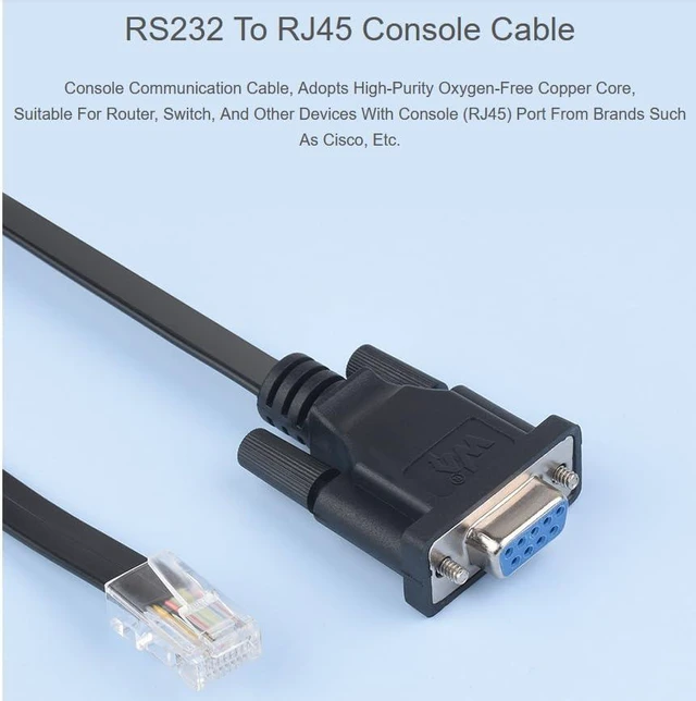 Alt view image 3 of 7 - RS232 to RJ45 Console Cable, RS232 DB9 Female Port to RJ45 Console Male Port, Le