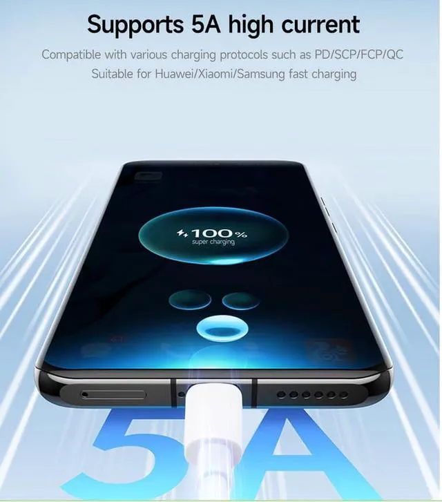 Alt view image 3 of 7 - Type-C to Type-C 100W Fast Charging Data Cable 5A Simultaneous Charging and Data