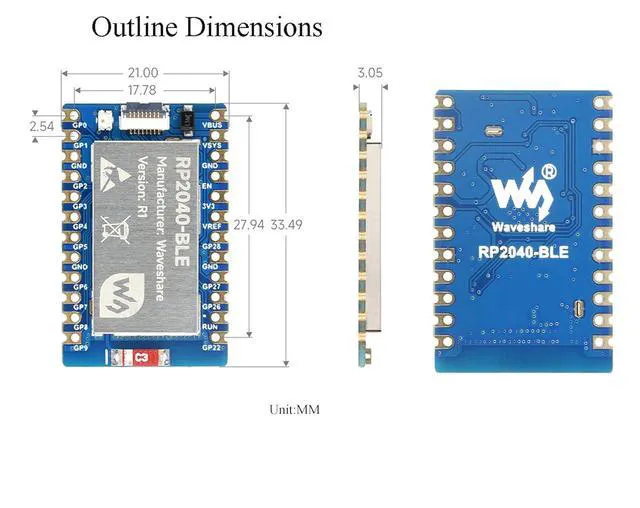Alt view image 7 of 7 - RP2040-BLE Development Board, Raspberry Pi Microcontroller Development Board, Ba