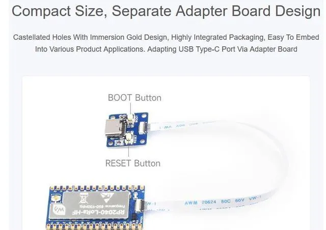 Alt view image 4 of 7 - Waveshare RP2040-LoRa Development Board, Integrates SX1262 RF Chip and RP2040 Du