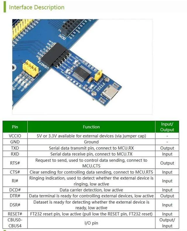 Alt view image 6 of 7 - FT232 USB UART Board (Type A), USB to TTL Serial Converter Adapter Module Onboar