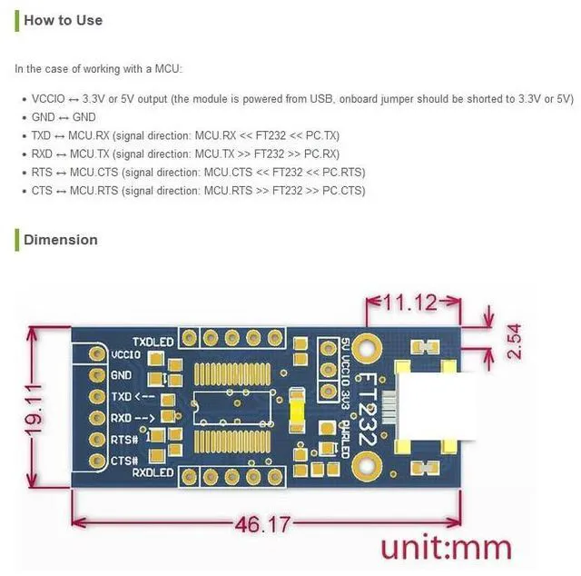 Alt view image 6 of 7 - FT232 USB UART Board (Mini), USB to TTL Serial Converter Adapter Module Onboard