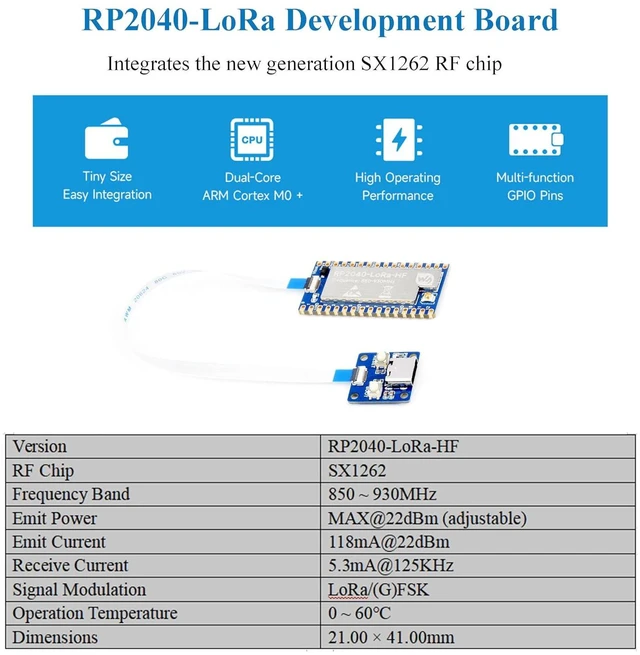 Alt view image 2 of 7 - RP2040-LoRa Development Board, SX1262 RF Chip and RP2040 Dual-Core Arm Processor