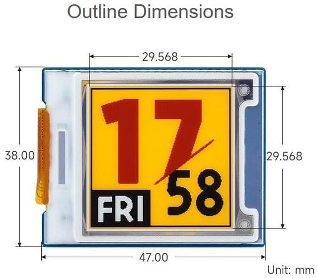 Alt view image 7 of 7 - 1.64inch E-Paper Module 168 x 168 Pixel E-Ink Display Square Screen, Red/Yellow/