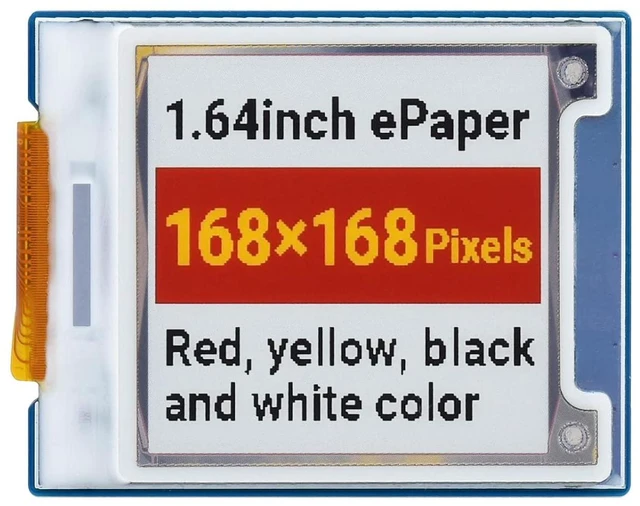 Alt view image 5 of 7 - 1.64inch E-Paper Module 168 x 168 Pixel E-Ink Display Square Screen, Red/Yellow/