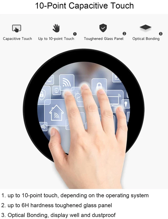 Alt view image 4 of 7 - 3.4inch DSI Round Touch Display, 800 x 800 IPS Screen, 170° Viewing Angle, for R