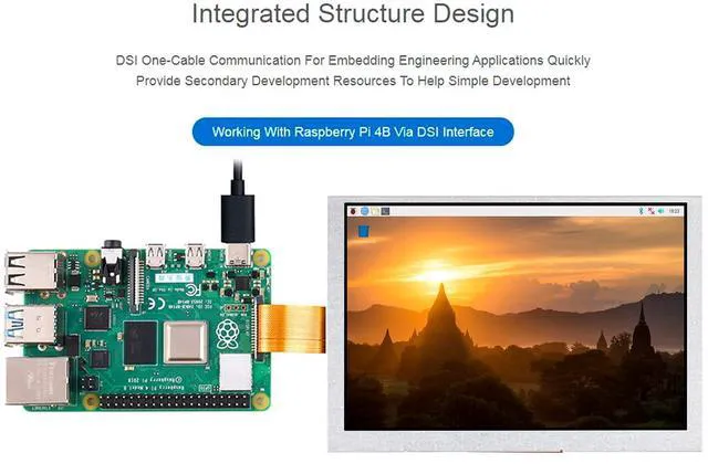 Alt view image 5 of 7 - 5inch DSI LCD Display, 800 x 480 IPS Screen, Thin and Light Design, 160°Viewing