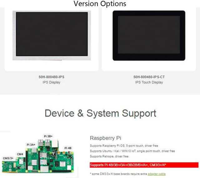 Alt view image 3 of 7 - 5inch DSI Touch LCD Display, 800 x 480 Capacitive Touch IPS Screen, 160° Viewing