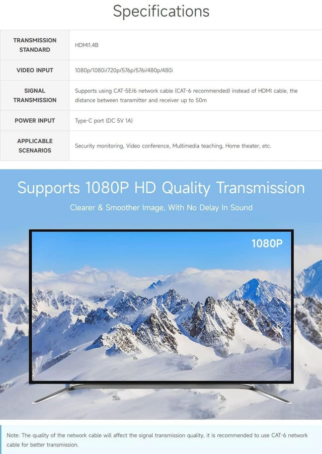 Alt view image 3 of 7 - HDMI Signal Extender, 1080P High-Definition & Lossless Transmission, Transmissio